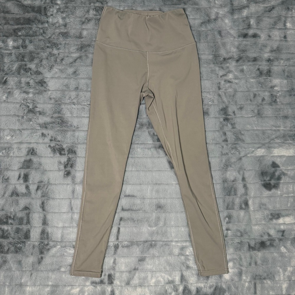 Queenieke Womens High Waisted Yoga Leggings Taupe Gray Size Medium Athletic